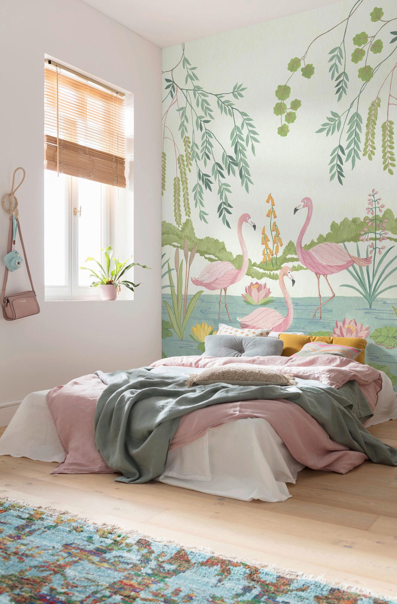 Fototapete Flamingo Vibes - Multicolor, Trend, Papier (200/280cm)