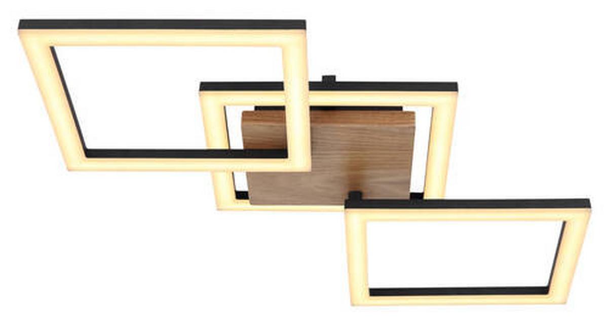 LED-Deckenleuchte 67280-30 - Dunkelbraun/Opal, Design, Holz/Kunststoff (66/31/7,5cm) - Globo