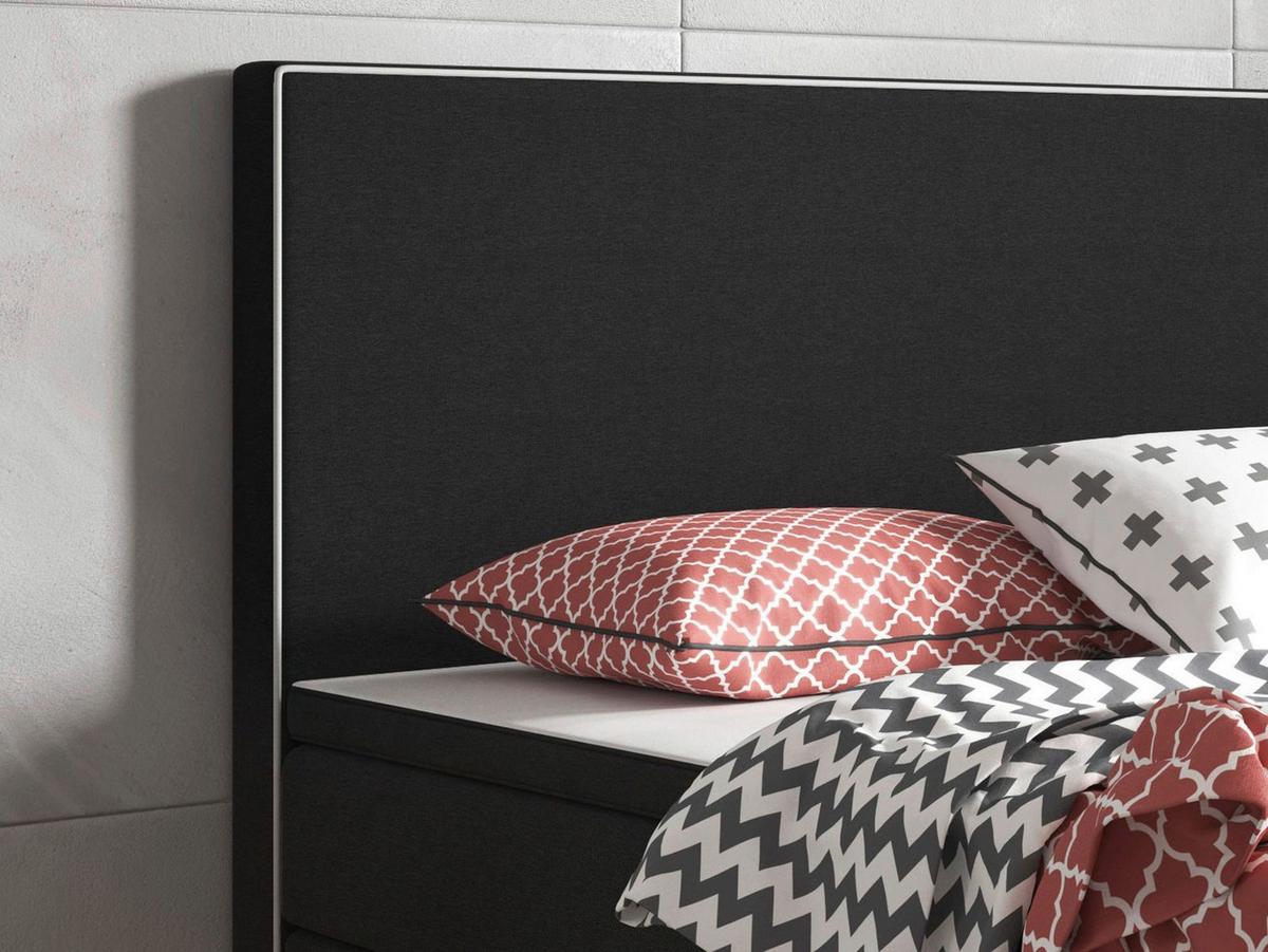 Boxspringbett Mit Topper 180x200 Cm King Size - Silberfarben/Schwarz, KONVENTIONELL, Textil (180/115/210cm) - MID.YOU
