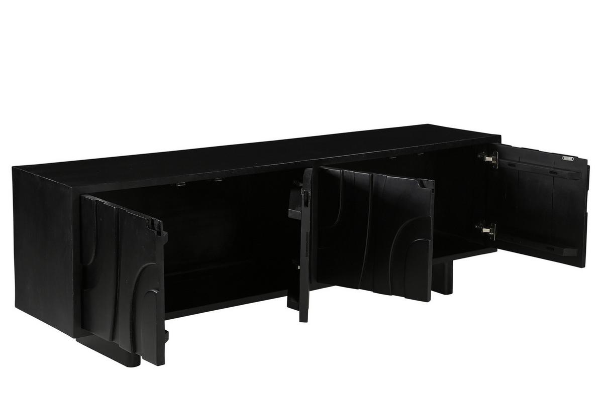 Lowboard Mangoholz schwarz B: 180cm - Schwarz, Design, Holz (180/61/43cm) - MID.YOU
