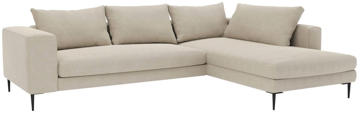 Ecksofa Aurora II - Beige/Schwarz, MODERN, Textil (295/210cm) - Trendmanufaktur