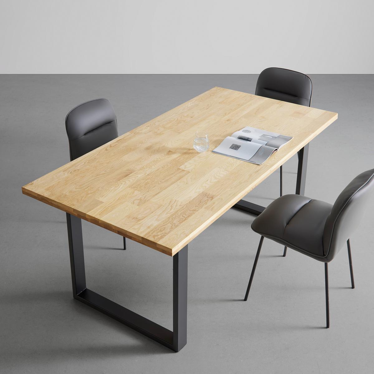 Jídelní stůl ADAMO masiv 180x90cm - černá/barvy dubu, Moderní, kov/dřevo (180/90/76cm) - Bessagi Home