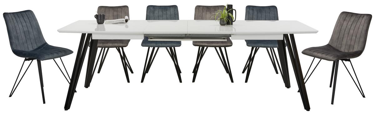 Rozťahovací stôl ISABELLE 160-240x90cm - čierna/biela, Modern, kov/kompozitné drevo (160-240/76/90cm) - Mömax