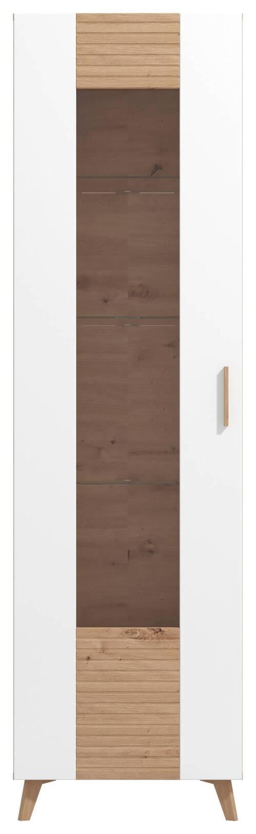 Vitrin Bretagne - tölgyfa/fehér, Modern, faalapú anyag (58/202/35cm) - Best Price
