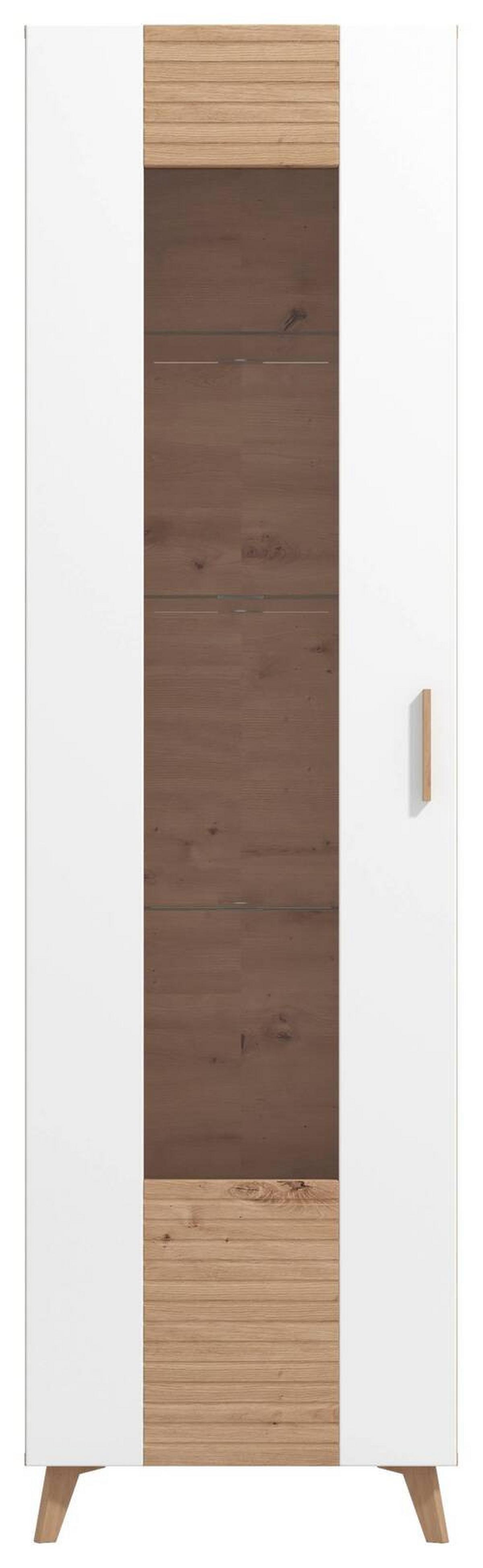 Vitrin Bretagne - tölgyfa színű/fehér, Modern, faalapú anyag (58/202/35cm) - Best Price