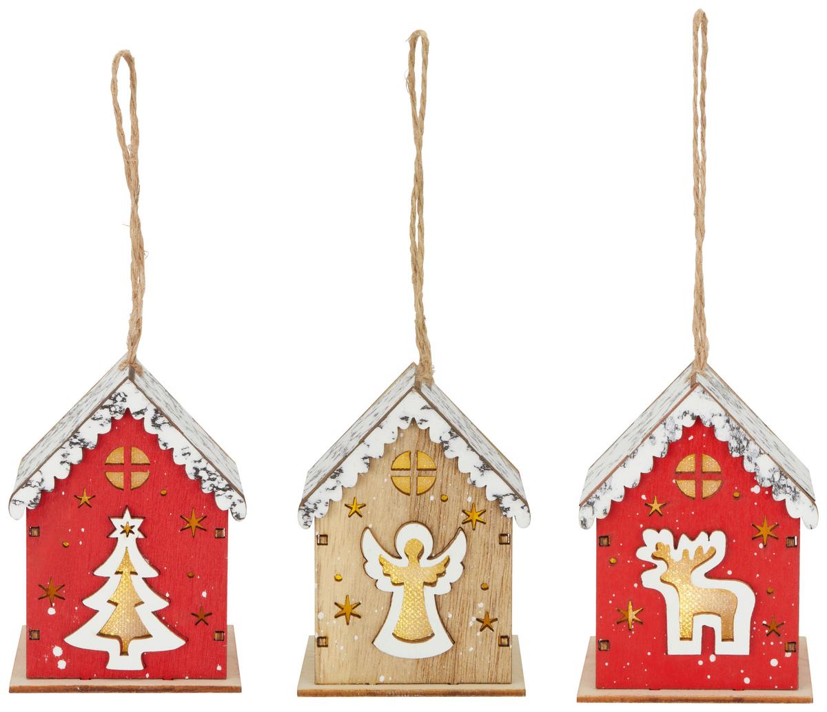 LED-DEKOLEUCHTE RUDI - Rot/Naturfarben, Basics, Holz (9,3/7/6,5cm) - James Wood