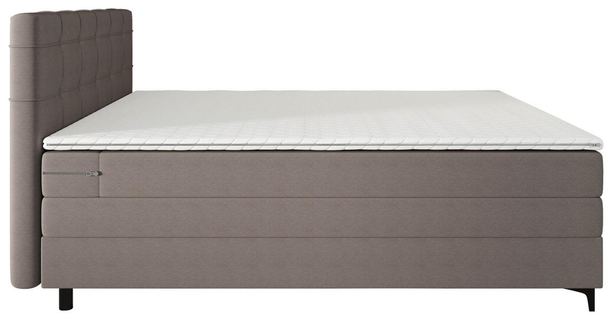 Boxspringbett Mitto mit Topper 180x200 cm - Taupe/Schwarz, KONVENTIONELL, Textil/Metall (180/200cm)