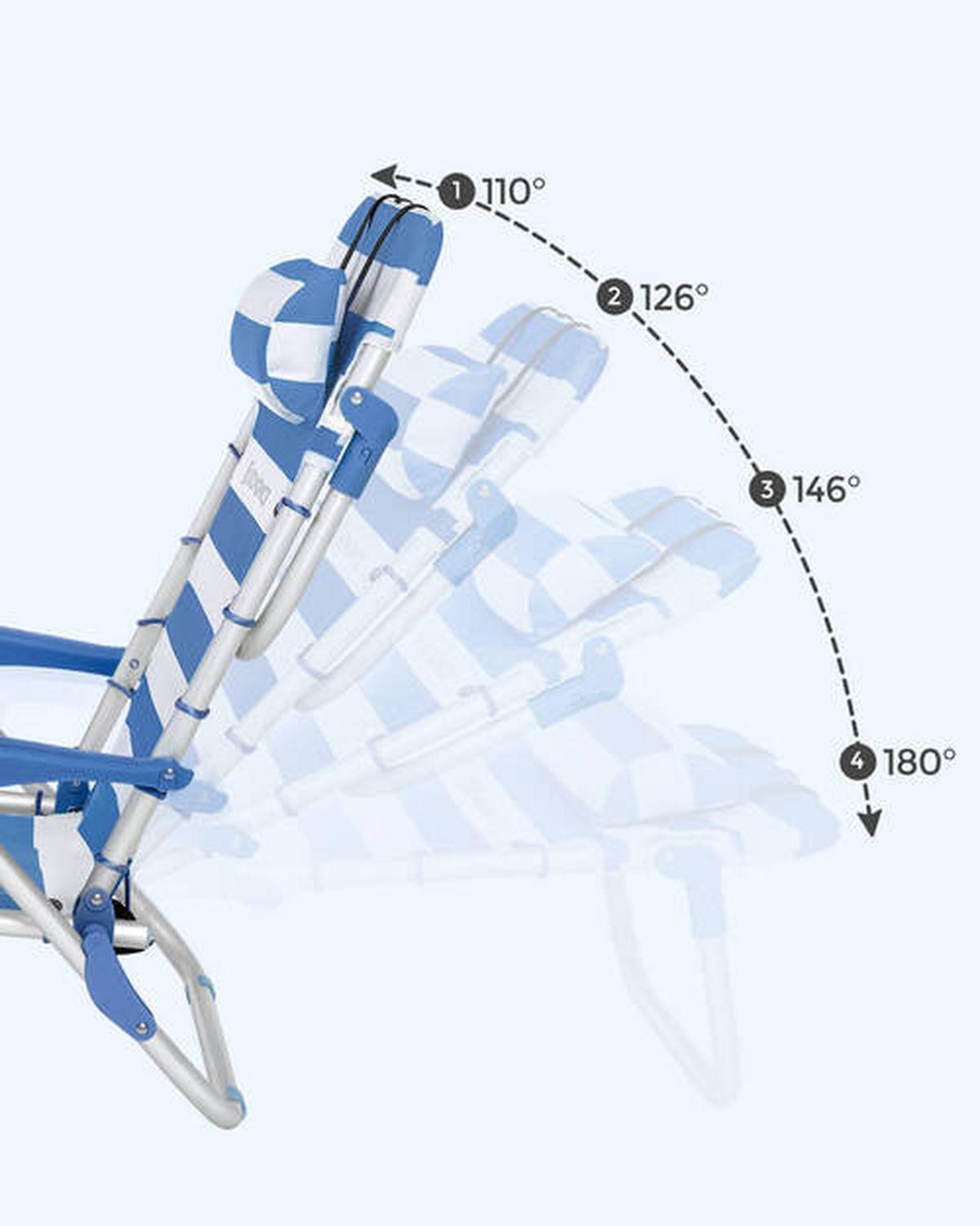 Strandsessel Blau Weiß Klappbar, B: 68 cm - Blau/Weiß, Basics, Textil/Metall (68/75/63cm) - Modante