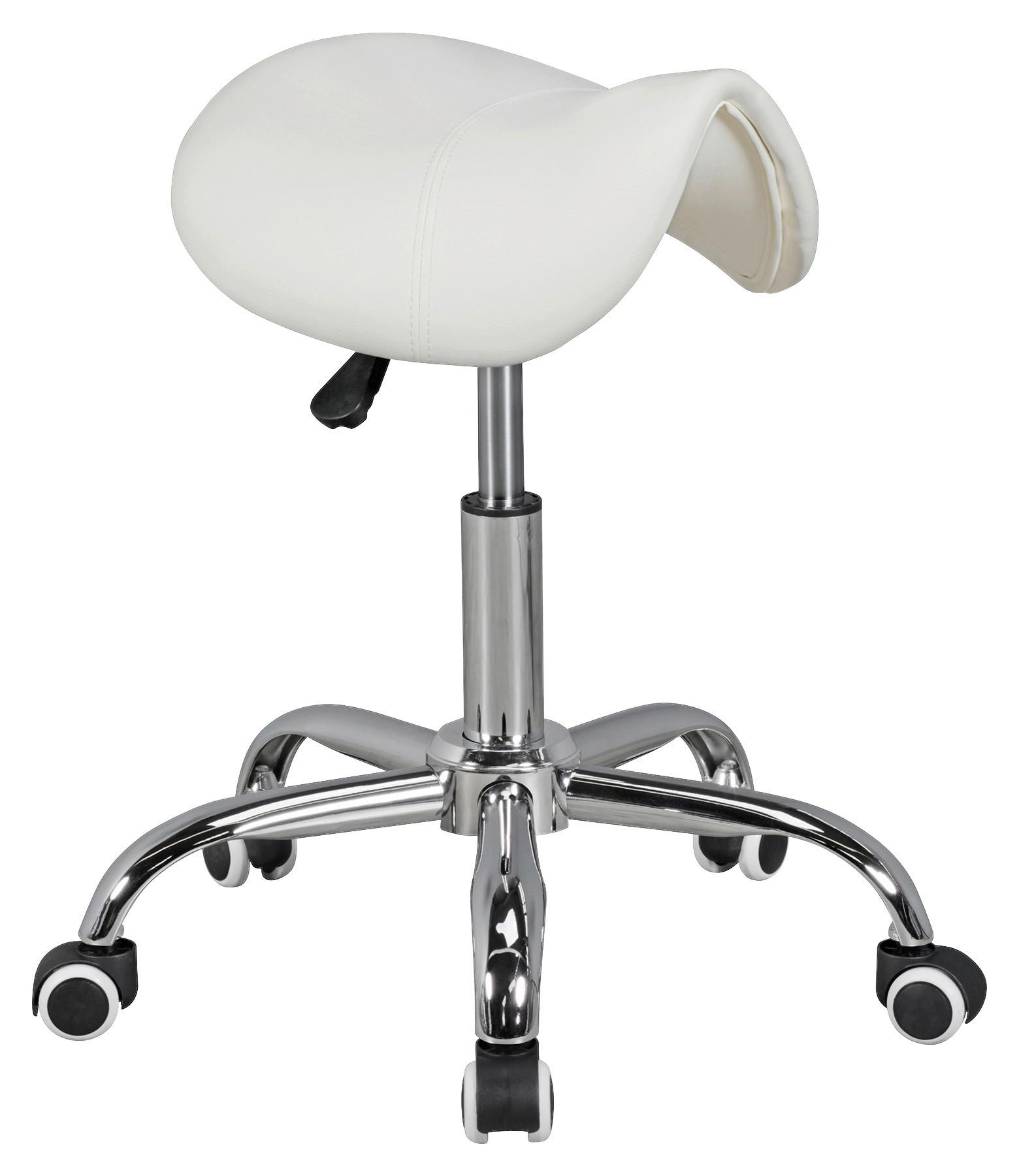 Bürohocker Curve In Weissem Lederlook, Höhenverstellbar