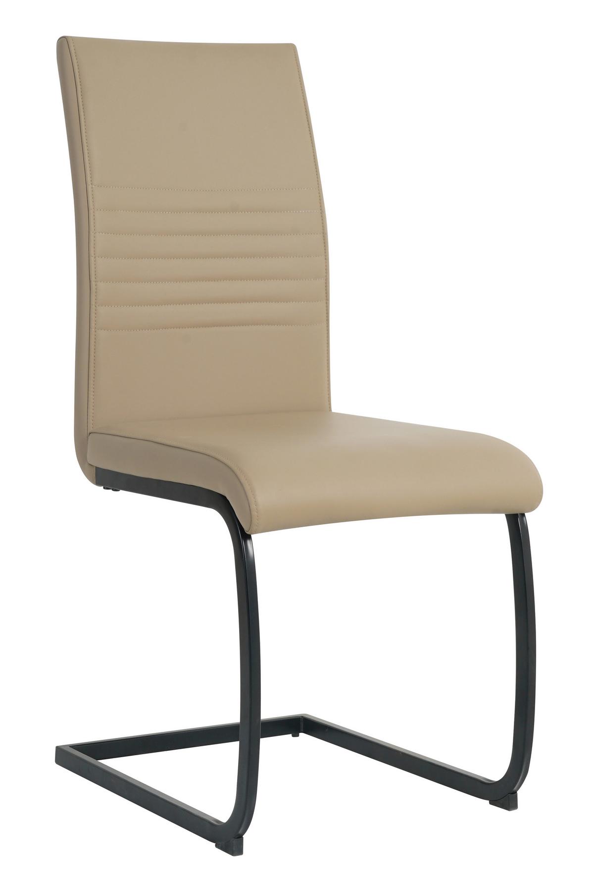 Stuhl-set Lederlook Taupe, B: 42cm - Taupe/Schwarz, Design, Kunststoff/Textil (42/97/59cm) - Livetastic