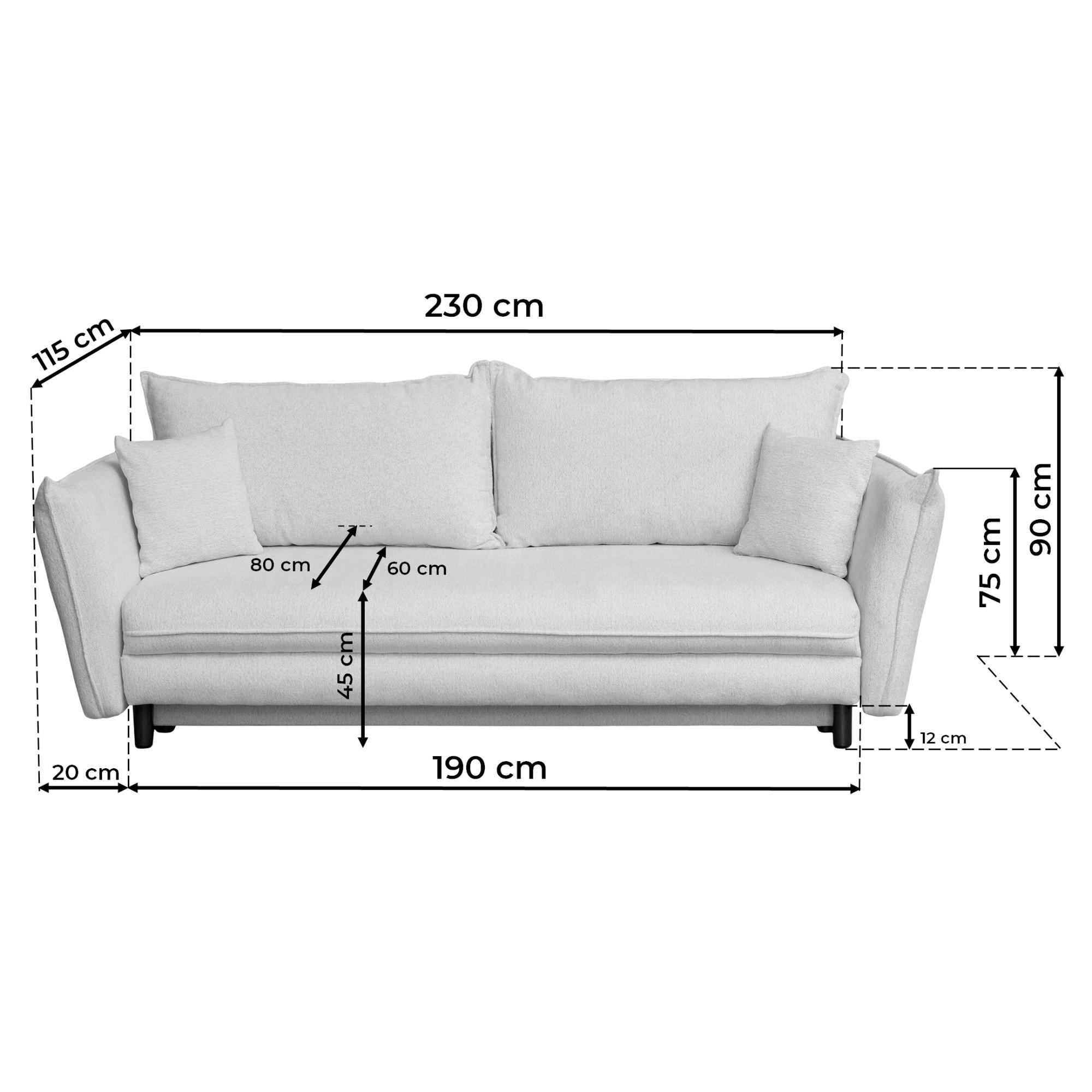 Schlafsofa Kairo Grün, Lf: Ca. 190x150cm - Schwarz/Grün, ROMANTIK / LANDHAUS, Holz/Kunststoff (230/90/115cm) - James Wood