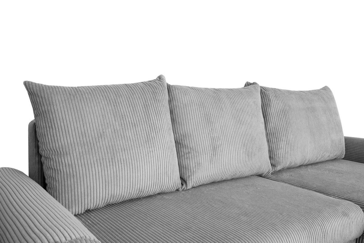 ECKSCHLAFSOFA Vasco, Hellgrau LF: 233x168 cm - Hellgrau/Schwarz, Trend, Textil (233/168cm)
