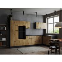 Eckküche Oliver Artisan Dekor S: 340x172 Cm - Eiche Artisan/Grau, Design, Holzwerkstoff (340/172cm) - Respekta