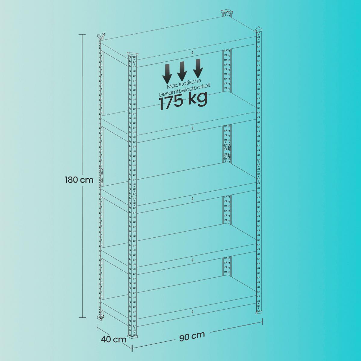 Schwerlastregal Schwarz B: 90 Cm - Schwarz, Basics, Holzwerkstoff/Metall (90/180/40cm)