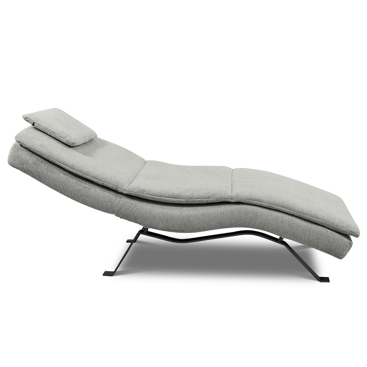 RELAXLIEGE Grau, B: 65 cm - Schwarz/Grau, Design, Leder (65/95/171cm) - Celina Home