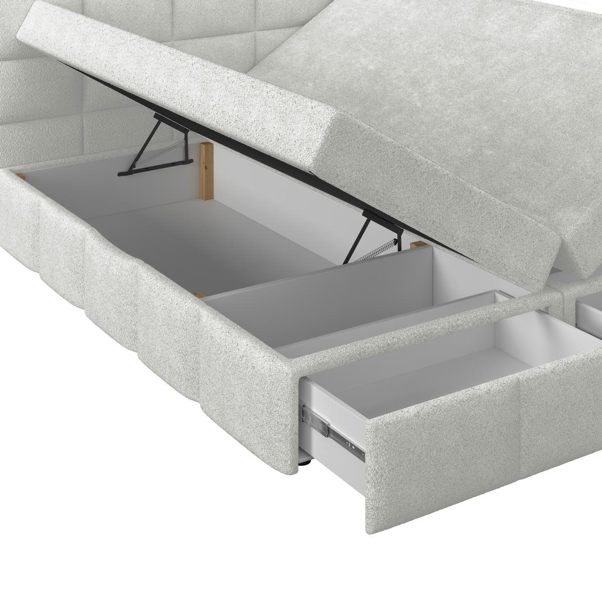 Polsterbett Alba Boucle Hellgrau, 160x200 cm - Hellgrau/Schwarz, Trend, Textil (160/200cm)