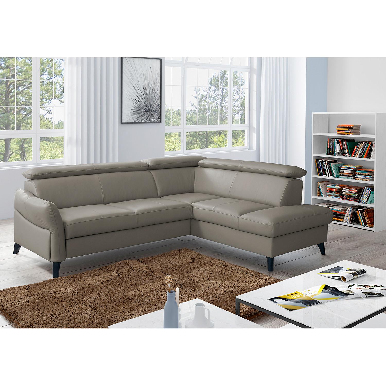 Ecksofa Note New Teilleder Schlammfarben 244x199 - Schlammfarben/Schwarz, Design, Leder/Textil (244/199cm) - Livetastic