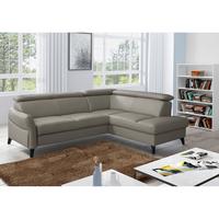 Ecksofa Note New Teilleder Schlammfarben 244x199 - Schlammfarben/Schwarz, Design, Leder/Textil (244/199cm) - Livetastic