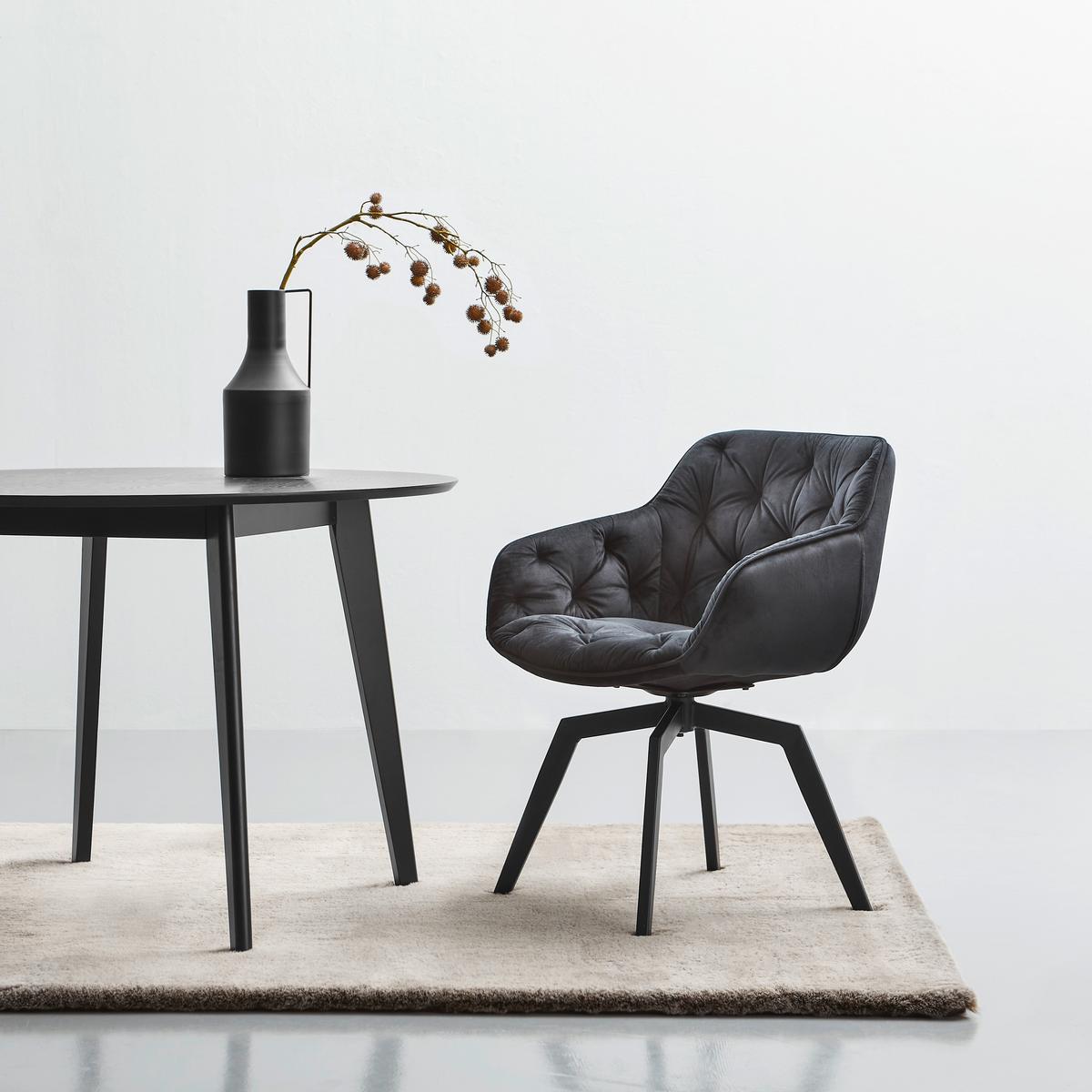 Armlehnstuhl-set Schwarz Drehbare Sitzfläche - Schwarz, MODERN, Holz/Textil (58/83/63cm) - Livetastic