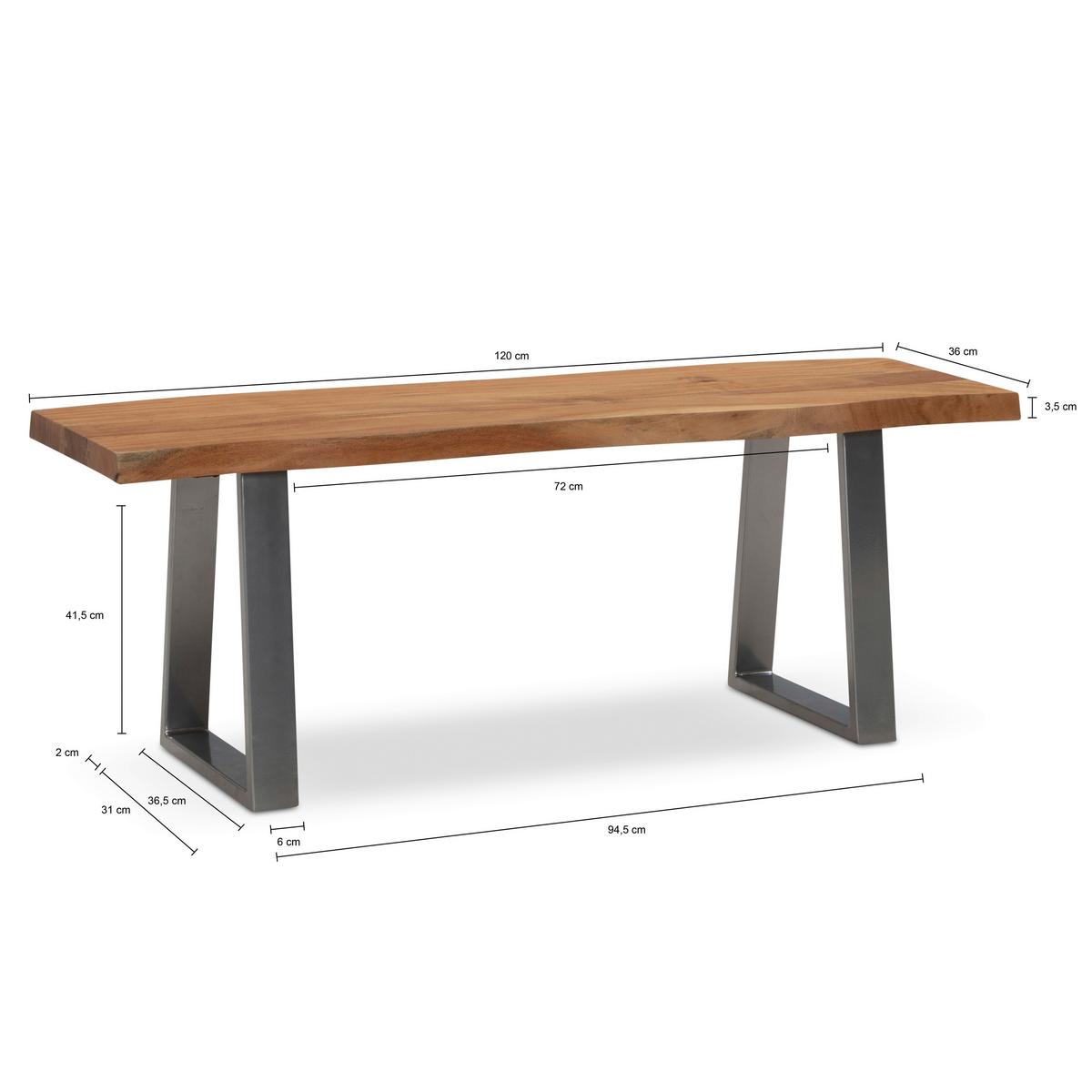 Garderobenbank Garderobenbank - Chromfarben/Hellbraun, Design, Holz (120/40/45,5cm) - MID.YOU