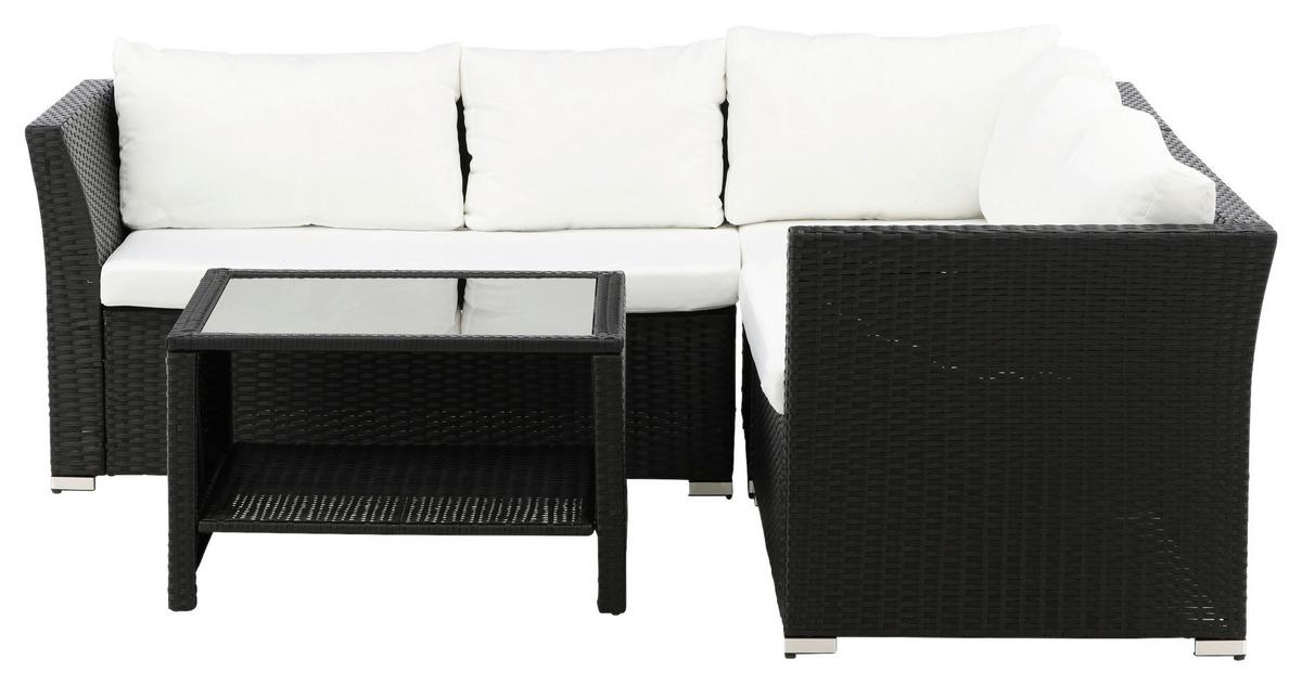 Loungegarnitur 4-Tlg Haiti aus Kunststoff mit Kissen - Schwarz, KONVENTIONELL, Kunststoff - Gardenson