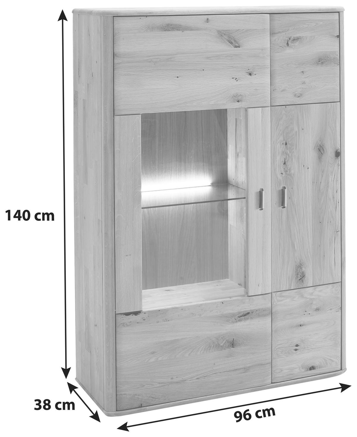 Highboard Massiv B: 96 cm Ravello Eichefarben - Eichefarben, Design, Glas/Holz (96/140/38cm) - Livetastic