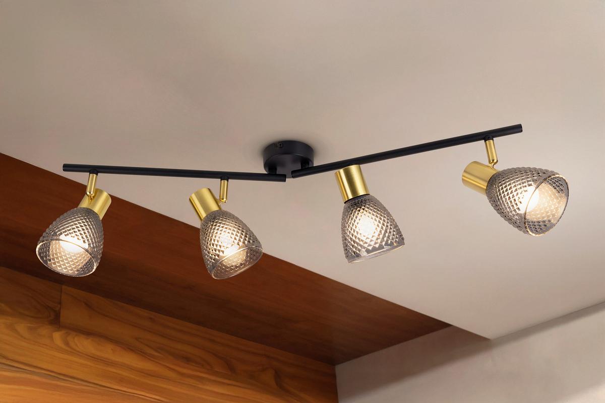 Deckenstrahler Exkl. 4x E14, 40w - Schwarz, LIFESTYLE, Glas/Metall (76/19cm) - Näve