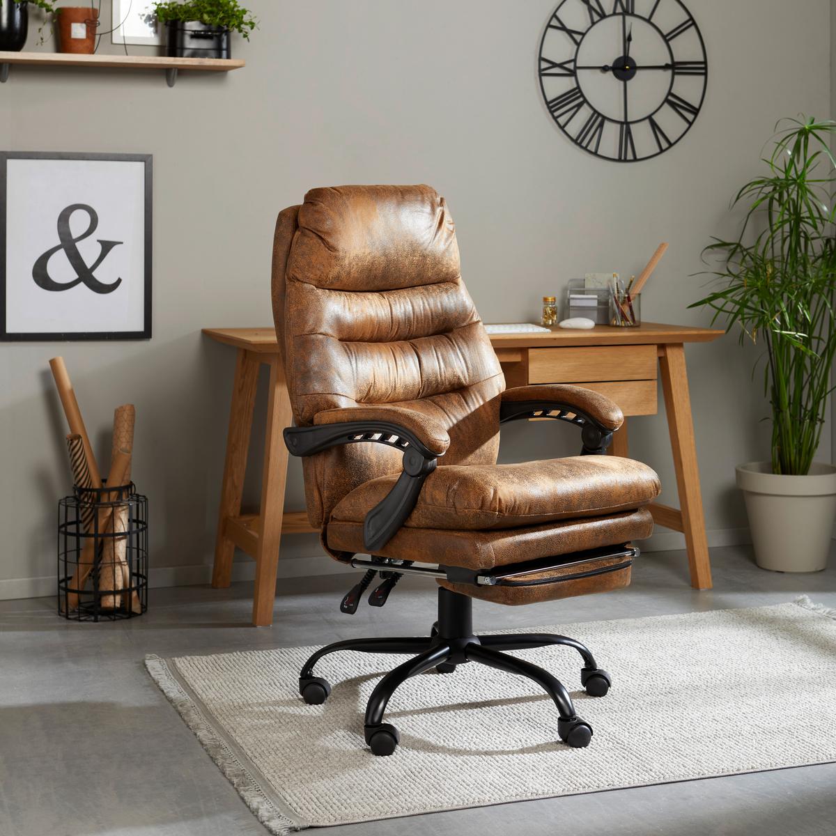 Drehstuhl Big Boss Braun/ Schwarz Bis 140 Kg - Schwarz/Braun, MODERN, Kunststoff/Textil (64/114-122/72cm) - MID.YOU
