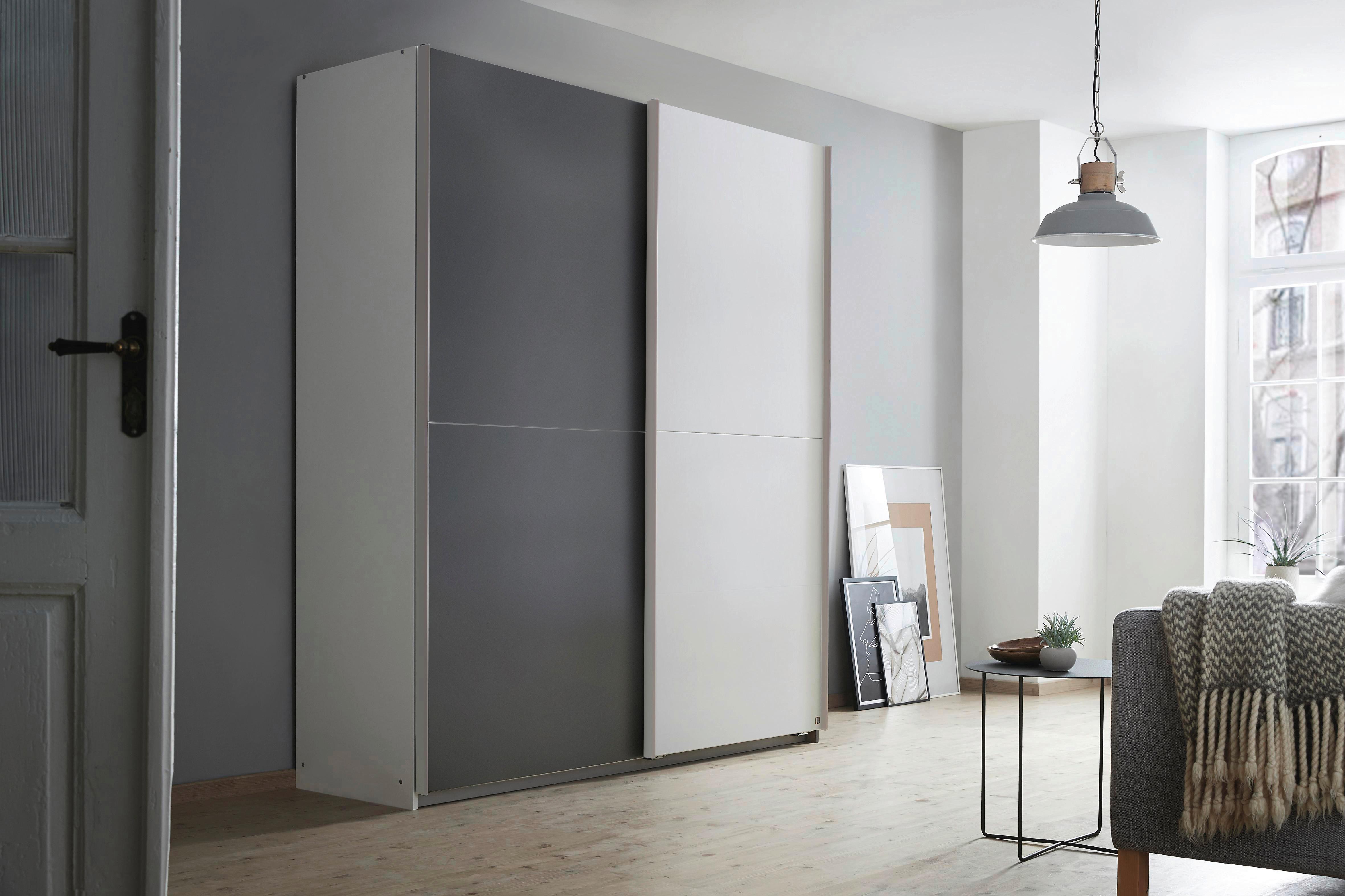 Schwebetürenschrank 175cm Mars Alpinweiß/Grau - Weiß/Grau, KONVENTIONELL, Holzwerkstoff (175/191/59cm)