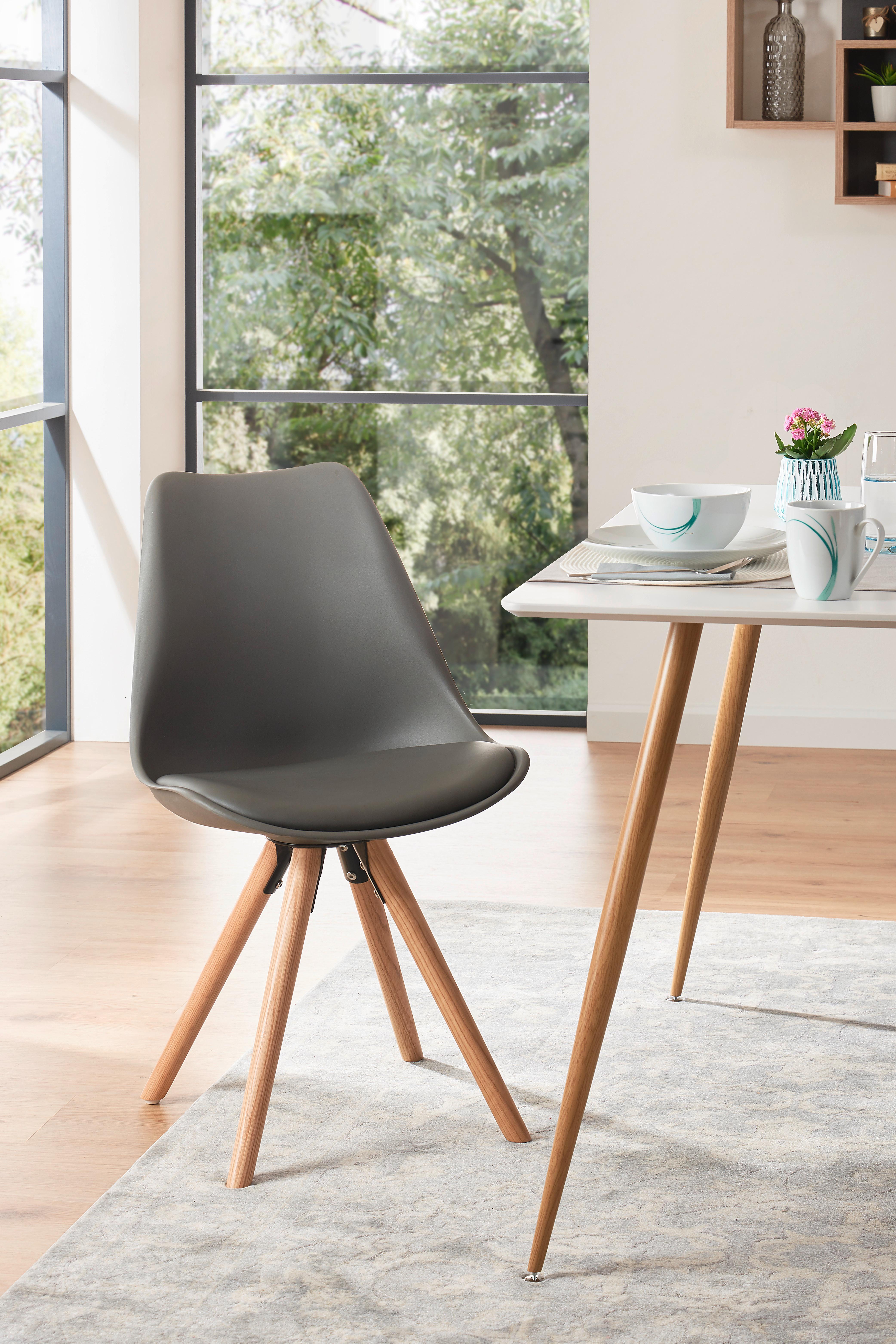 Stuhl in grauer Lederoptik