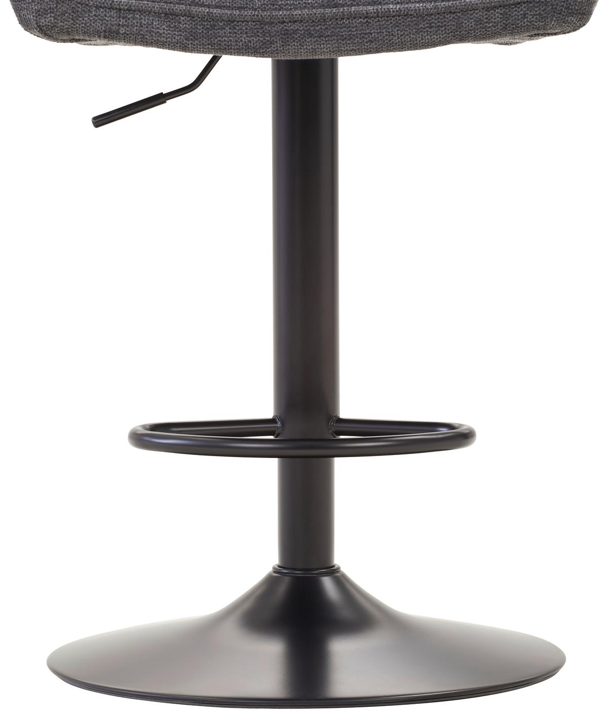 Barhocker Luigi Grau höhenverstellbar, B: 54,5 cm - Schwarz/Grau, MODERN, Textil/Metall (54,5/111,5/51,5cm) - Livetastic