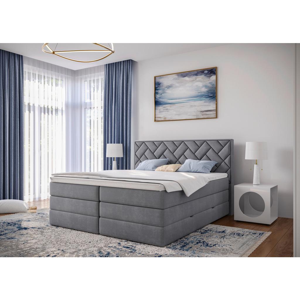 Boxspringbett inkl. Topper Silberfarben 160x200 cm Loreno