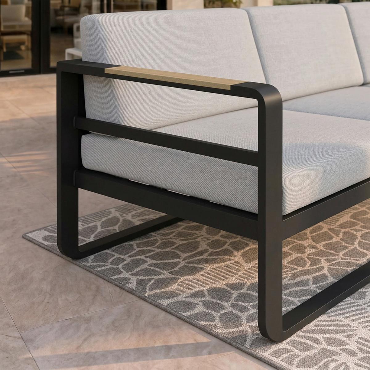 JEDÁLENSKÁ TERASOVÁ SÚPRAVA ARUBA - čierna/farba hrušky, Modern, kov/textil - Bessagi Garden