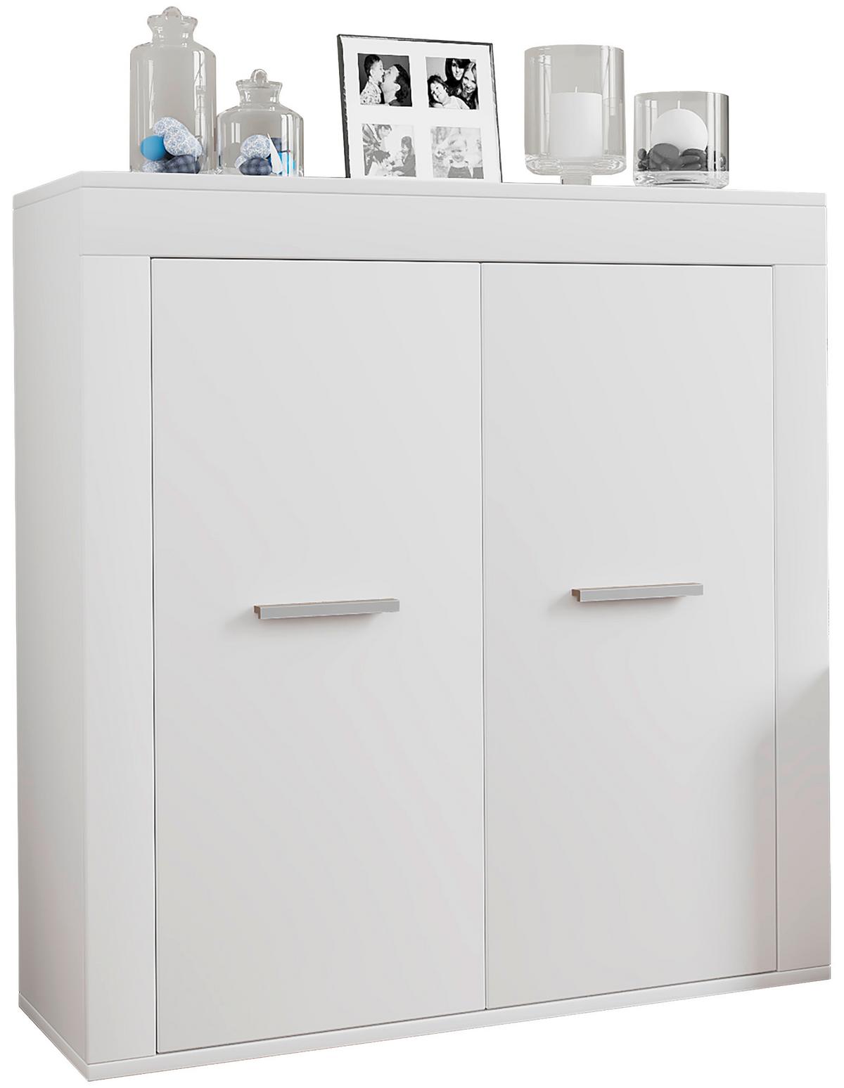 Kommode Usilo Weiß B: 80 cm - Silberfarben/Weiß, Design, Holzwerkstoff (80/89/35cm) - MID.YOU