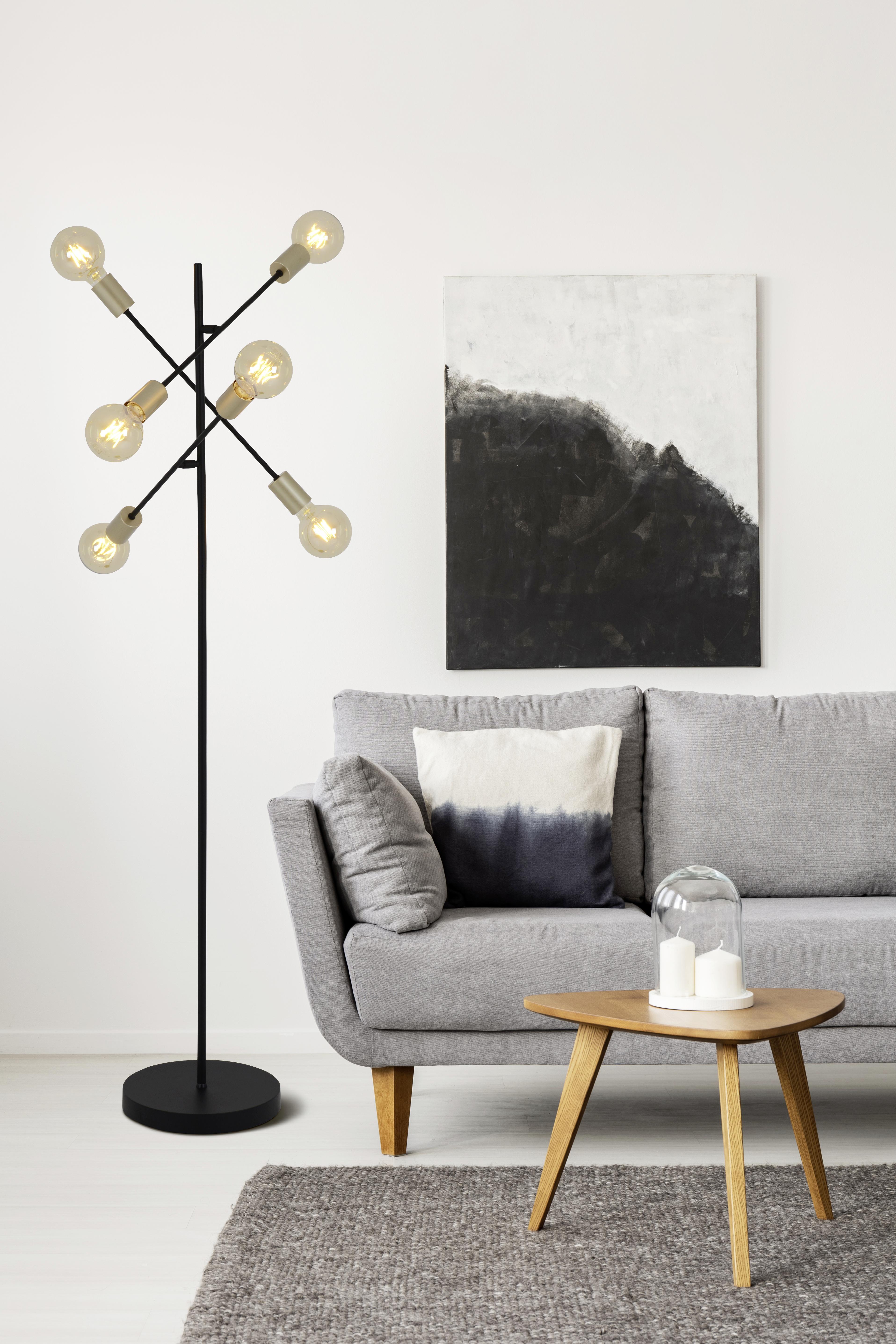 Stehlampe Modo Goldfarben/Schwarz verstellbar - Goldfarben/Schwarz, Design, Kunststoff/Metall (49/150cm) - Näve