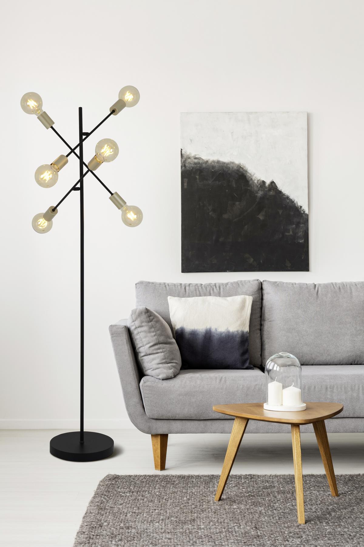 Stehlampe Modo Goldfarben/schwarz Verstellbar - Goldfarben/Schwarz, Design, Kunststoff/Metall (49/150cm) - Näve