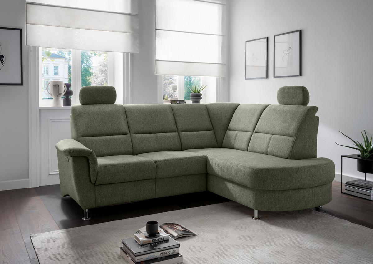 Ecksofa Mit Stauraum Parole Grün Chenille - Chromfarben/Grün, KONVENTIONELL, Textil (231/184cm) - Livetastic
