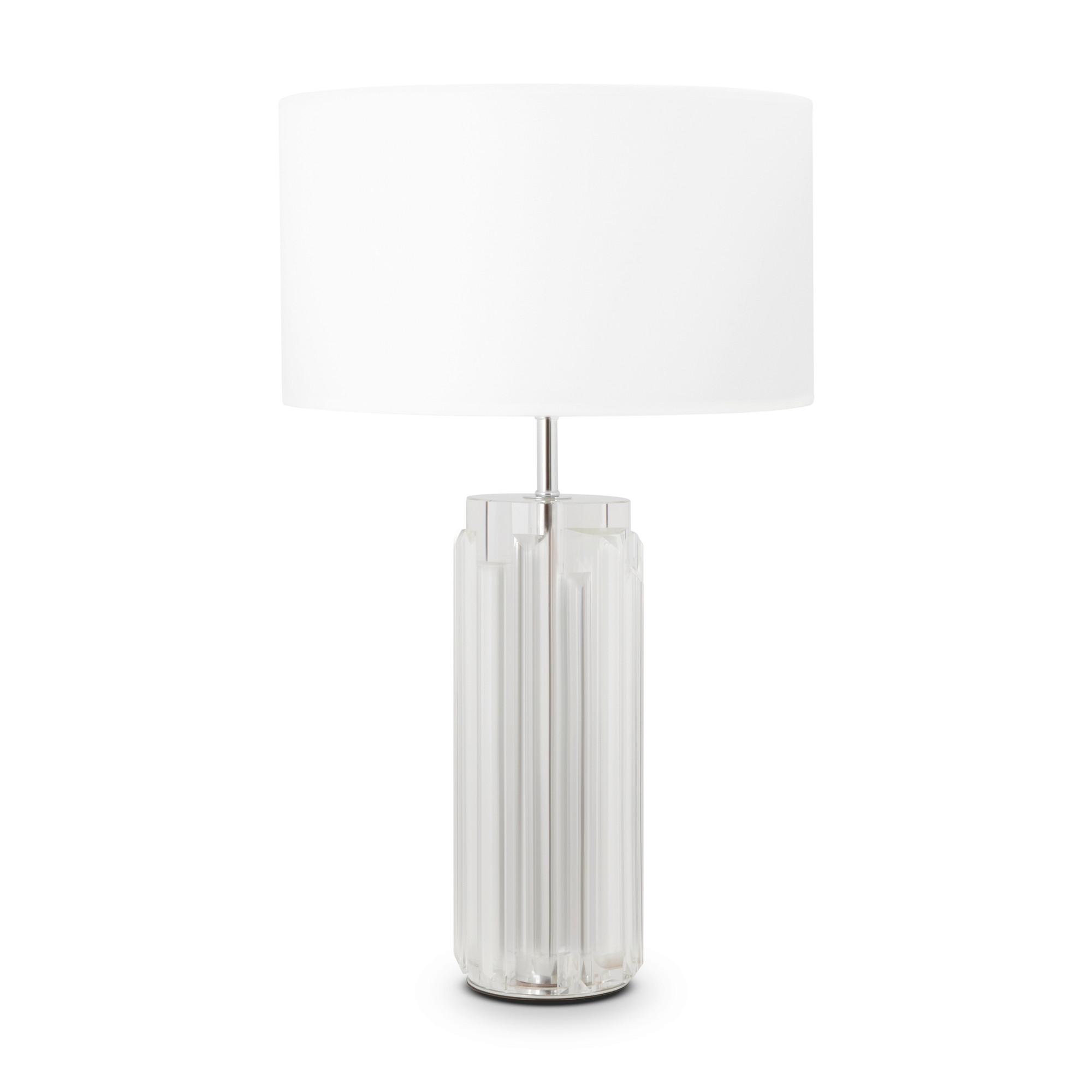 TISCHLEUCHTE MUSE - Chromfarben/Weiß, Trend, Glas/Textil (32/52cm) - MAYTONI