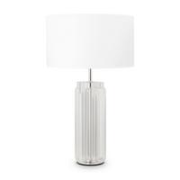 TISCHLEUCHTE MUSE - Chromfarben/Weiß, Trend, Glas/Textil (32/52cm) - MAYTONI