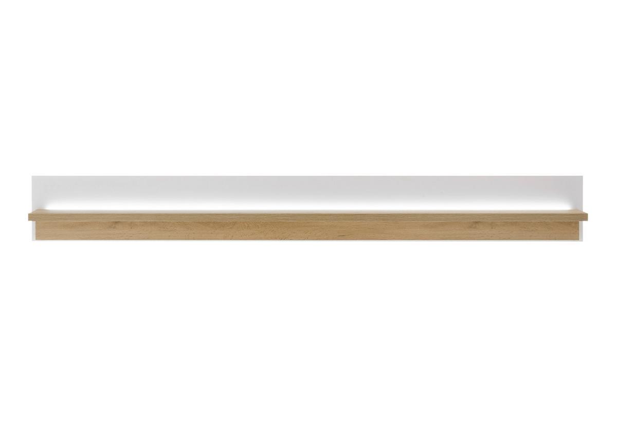 Wandboard Long Island Weiß/Eiche Dekor B: 200cm - Eiche Wotan/Weiß, Design, Holzwerkstoff (200/20/18cm) - MID.YOU