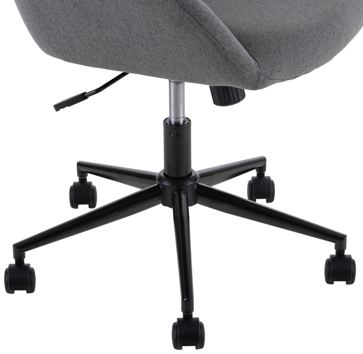 Drehstuhl Bridge Mit Rollen Und Armstützen Grau - Schwarz/Grau, MODERN, Textil/Metall (63/81-89/62cm) - MID.YOU