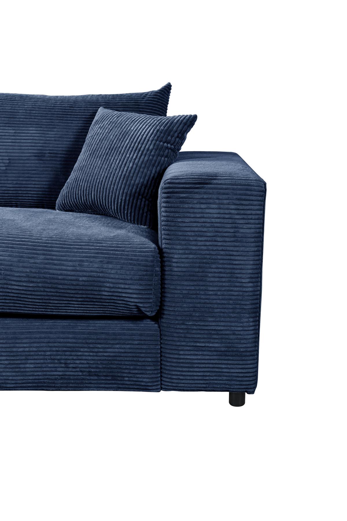 Ecksofa Funny S Links mit Hocker, Blau, B: 265 cm - Blau/Schwarz, Basics, Textil (180/265cm) - Livetastic