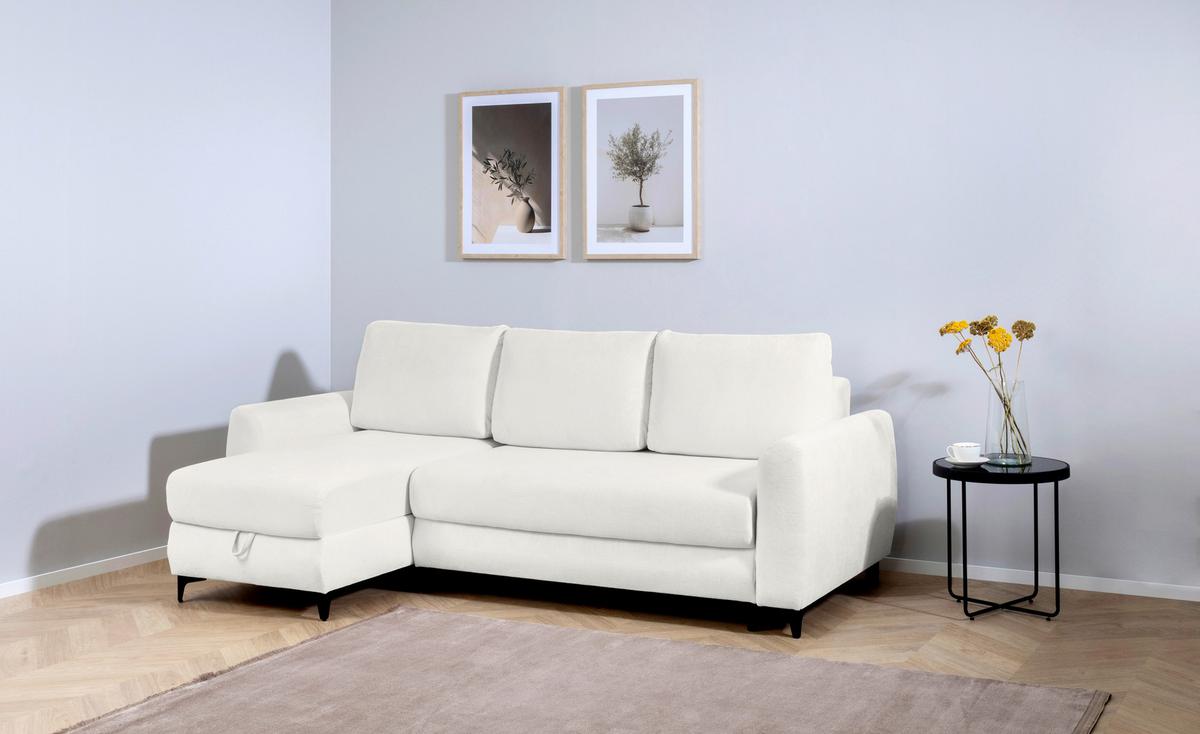 Ecksofa Moli, Creme S: 236x148 cm - Creme/Schwarz, Design, Textil (236/148cm) - MID.YOU