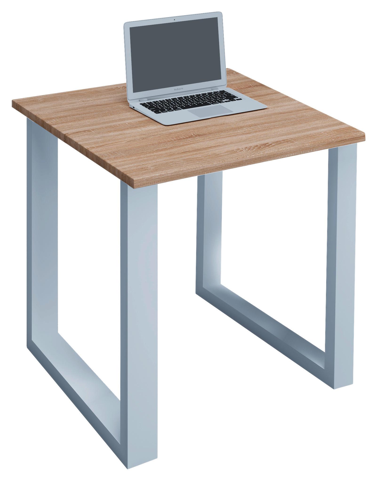 Schreibtisch Lona L: 80 cm Weiß/Eiche - Weiß/Sonoma Eiche, MODERN, Holzwerkstoff/Metall (80/50/76cm) - MID.YOU