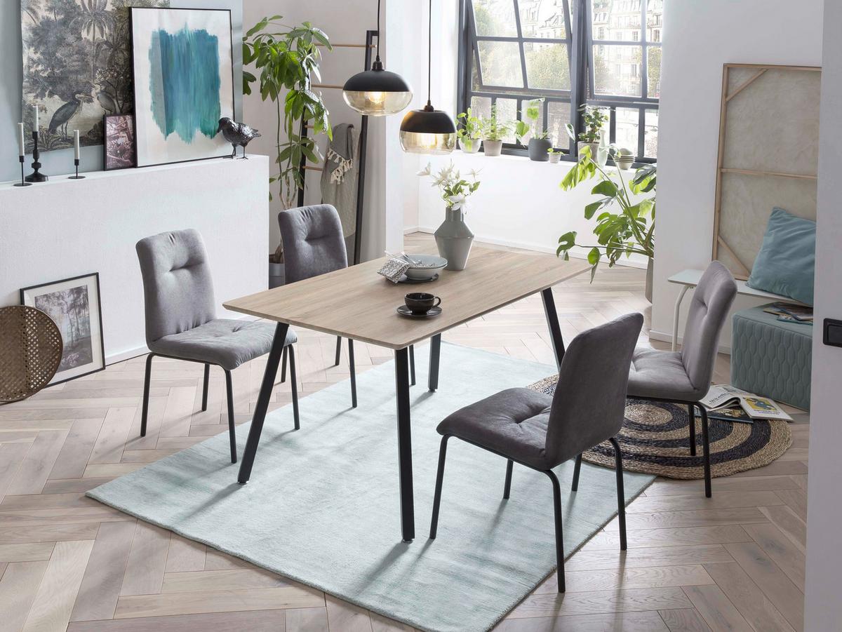 Stuhl-Set dunkelgrau, B: 44,5cm - Dunkelgrau/Schwarz, Design, Textil/Metall (44,5/87/55,5cm) - Livetastic