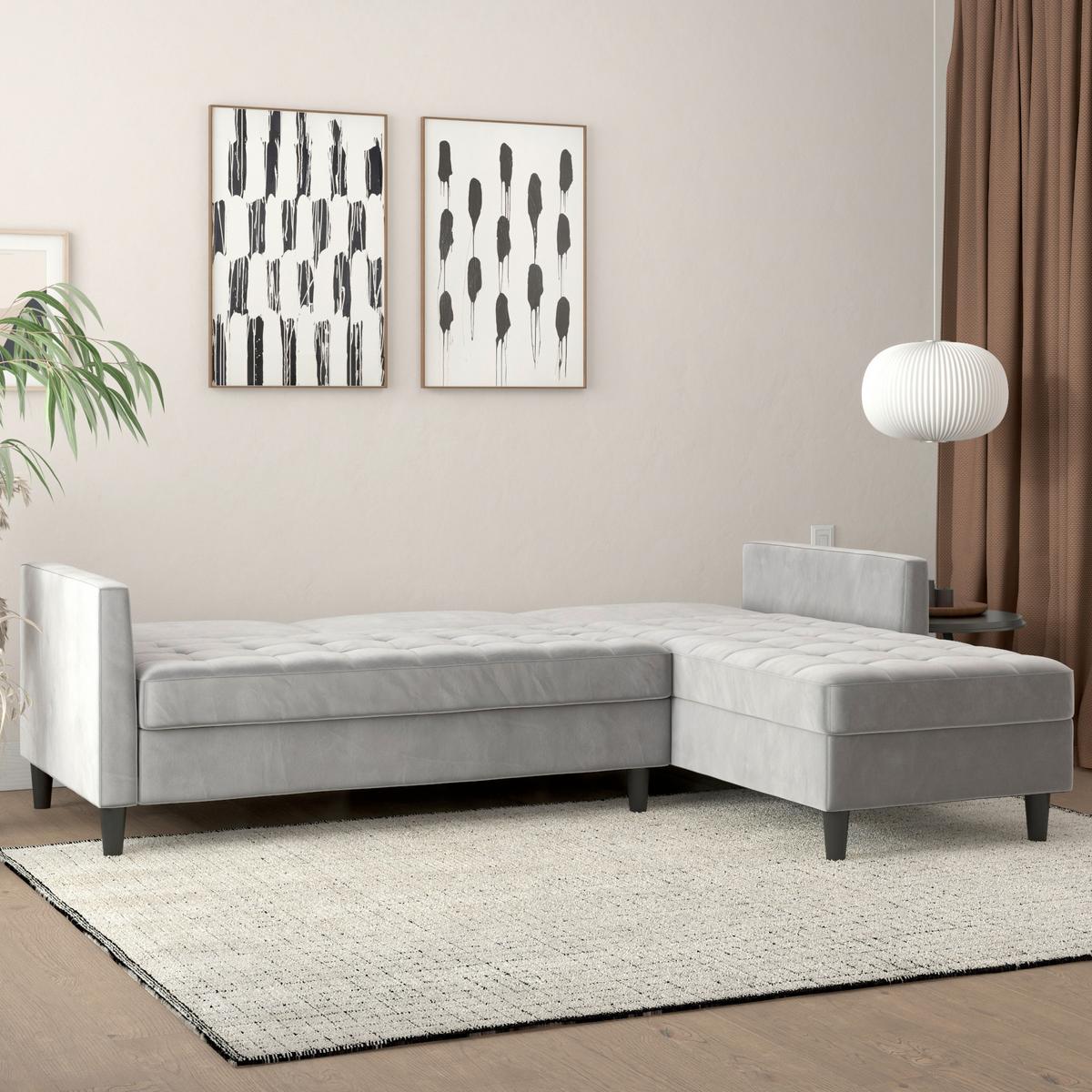 Ecksofa Palermo Grau, mit Stauraum - Schwarz/Grau, Basics, Textil (213/154cm) - Livetastic