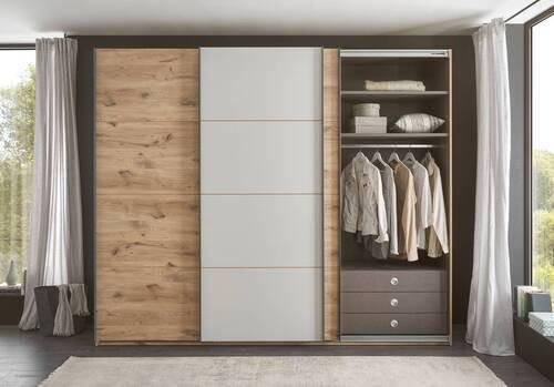Schwebetürenschrank B: 270 Cm Preda Grau/eiche Dekor - Eichefarben/Grau, Basics, Holzwerkstoff (270/226/60cm) - MID.YOU