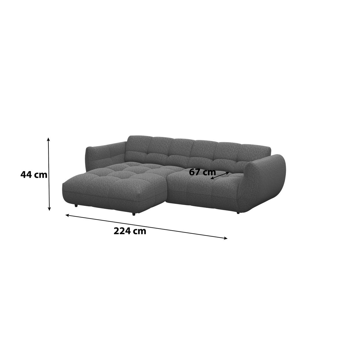 Rohová sedačka PANDA, ľavá, antracitová ženilka - čierna/antracitová, Trend, textil/plast (178/280cm)