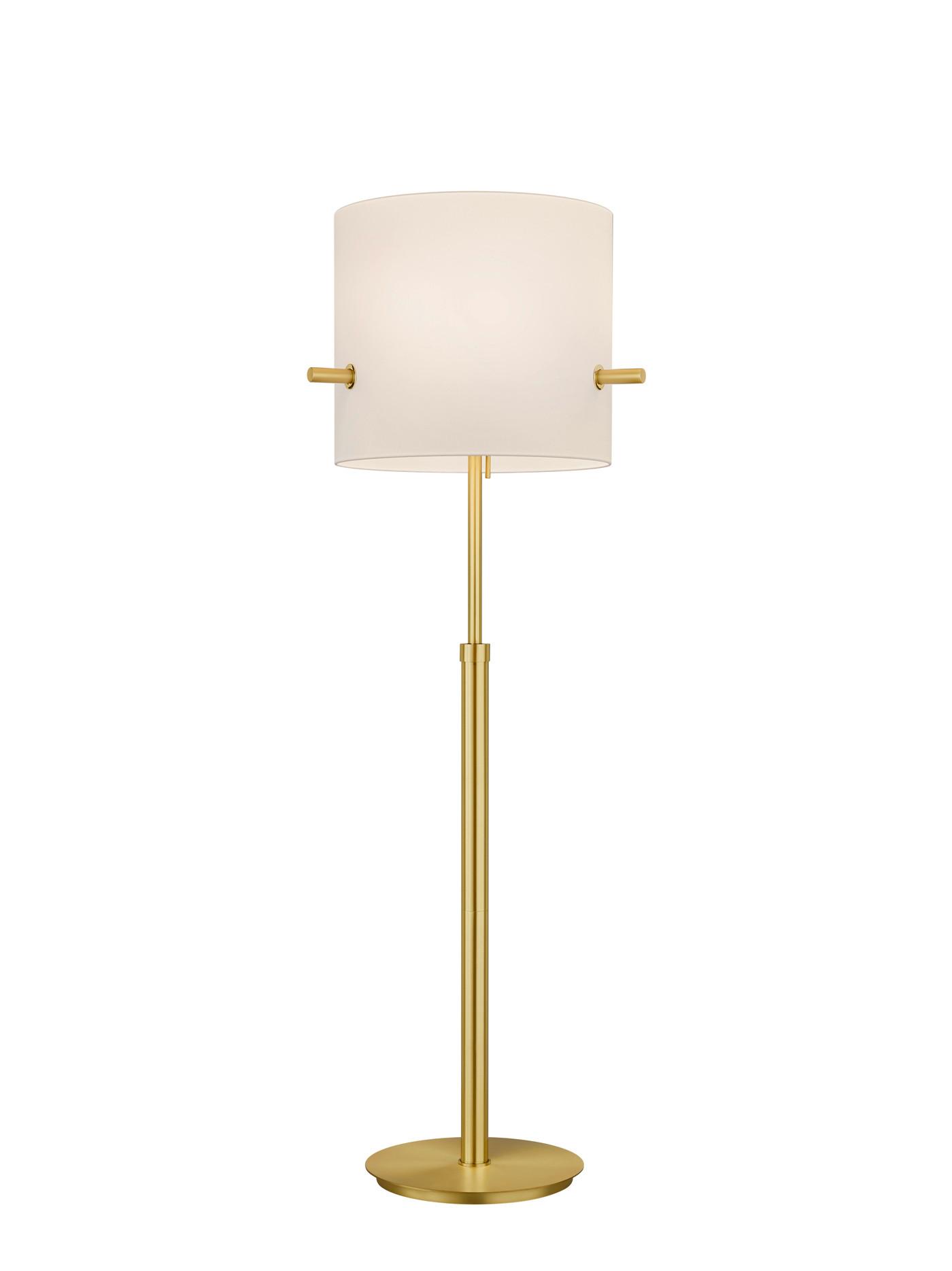 Stehleuchte, Weiß Gold 408300308 Camden - Messingfarben/Weiß, Basics, Textil/Metall (65,0/187,0cm) - Trio Leuchten