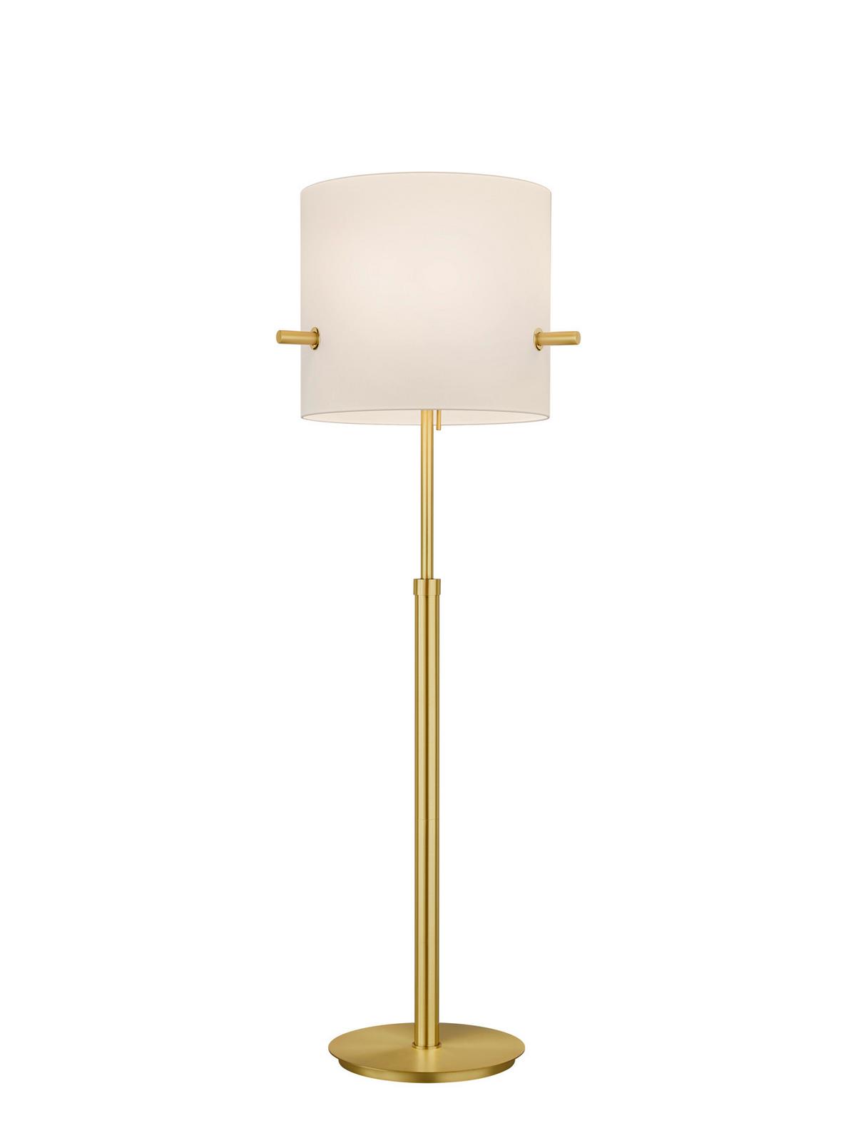 Stehleuchte, Weiß Gold 408300308 Camden - Messingfarben/Weiß, Basics, Textil/Metall (65,0/187,0cm) - Trio Leuchten